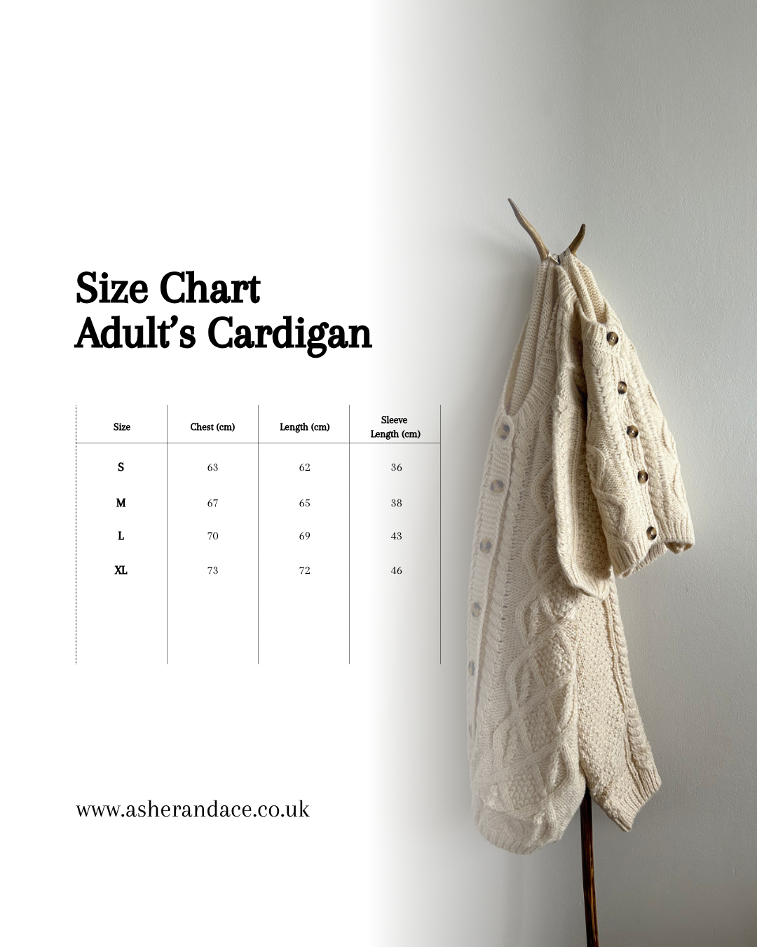 Knitted Cardigan in Ivory ~ Adults