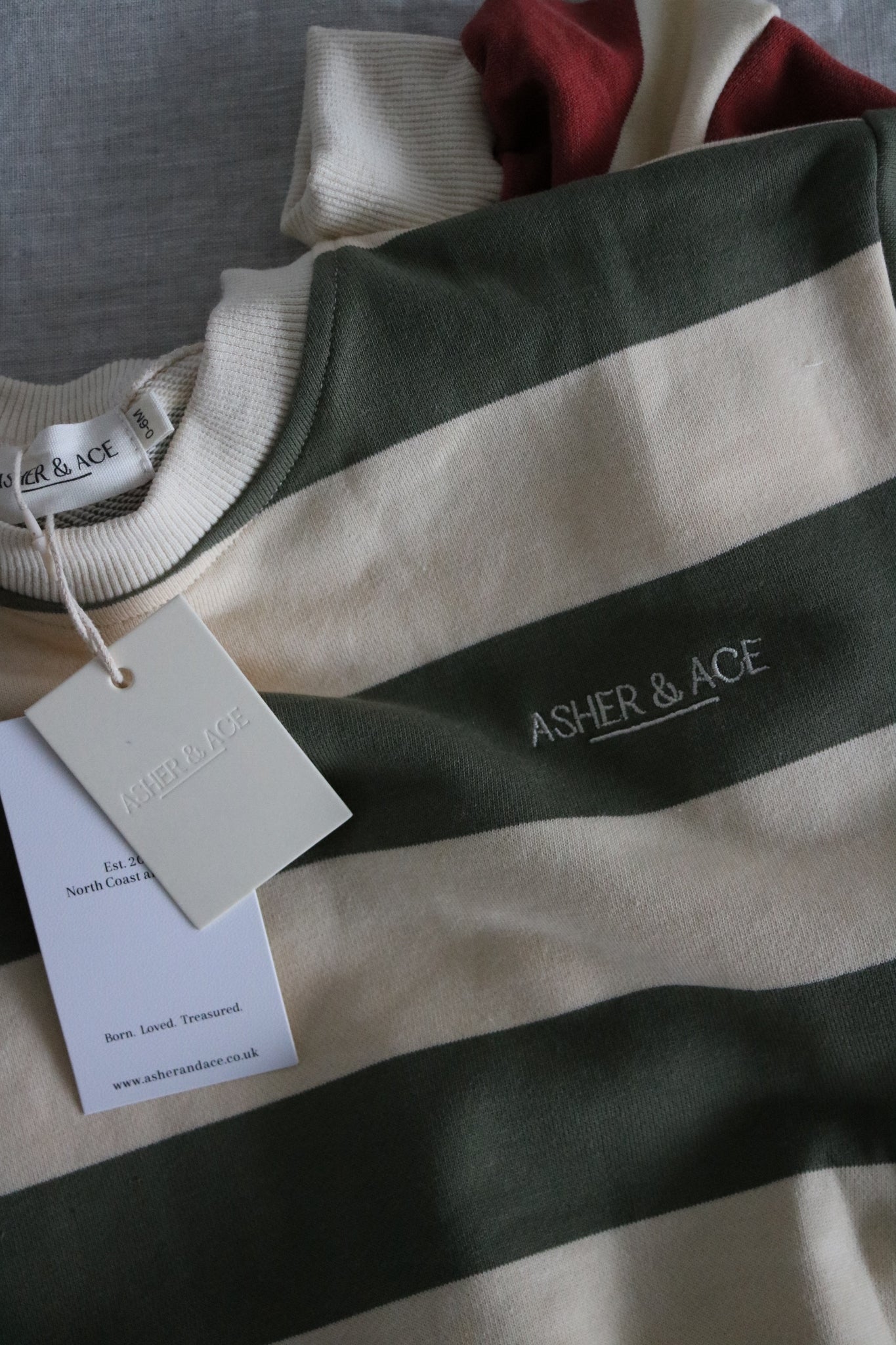 Khaki Green Cotton Striped Romper