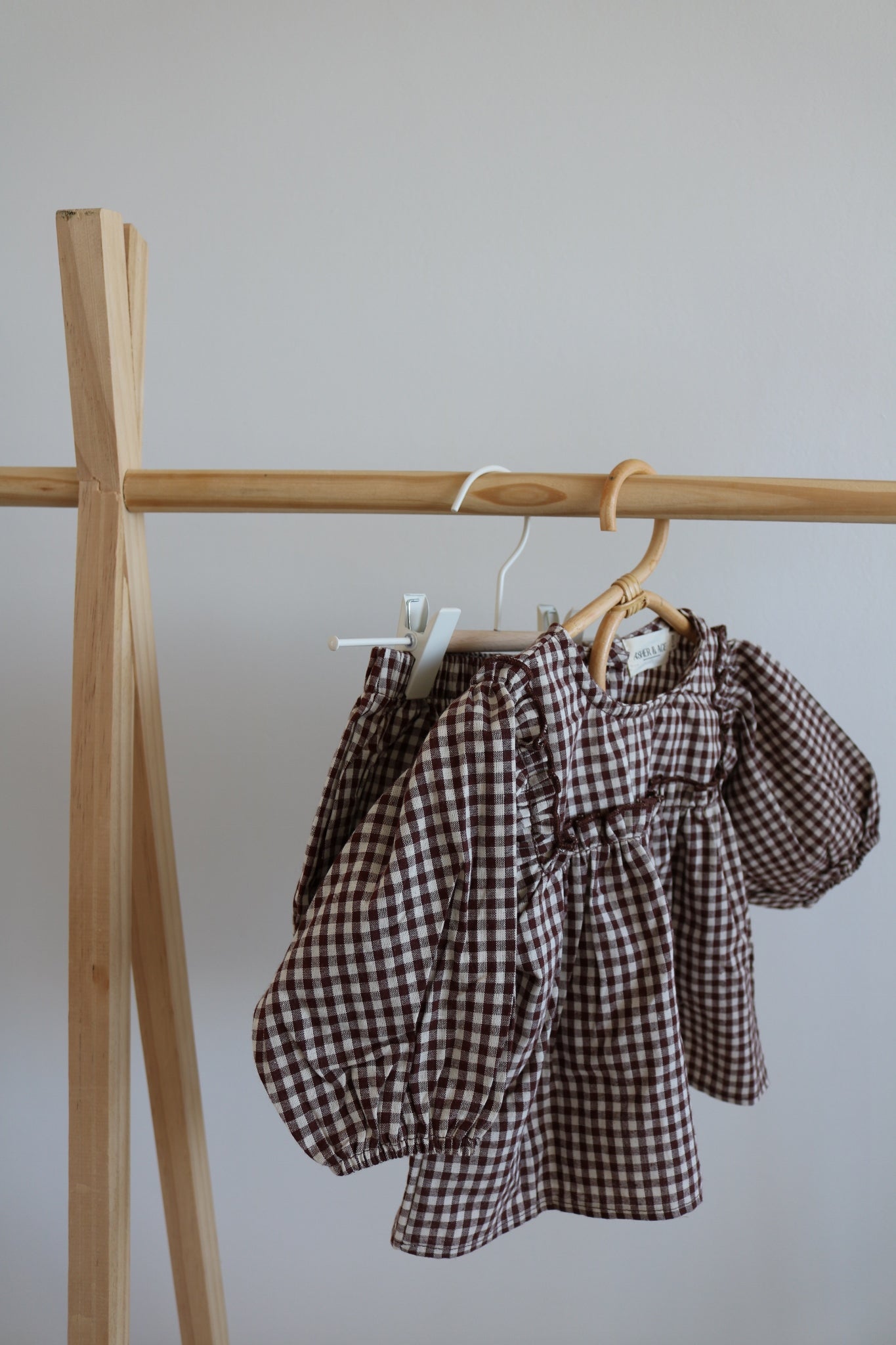 Cotton Gingham Set in Coffee