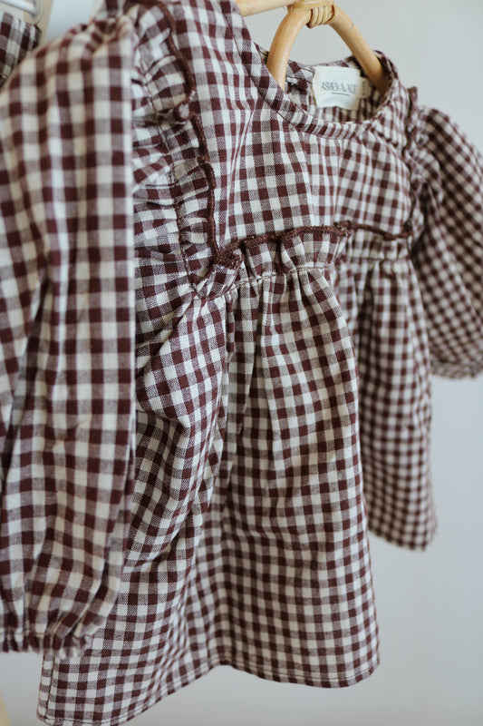 Cotton Gingham Set in Coffee
