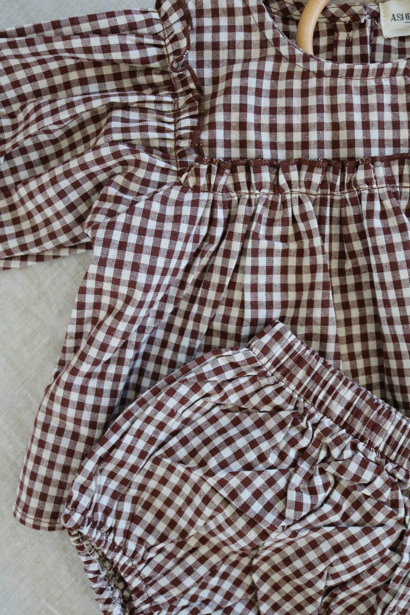 Cotton Gingham Set in Coffee