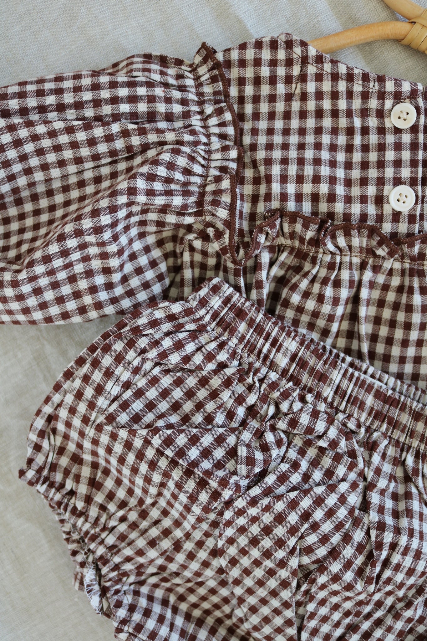 Cotton Gingham Set in Coffee