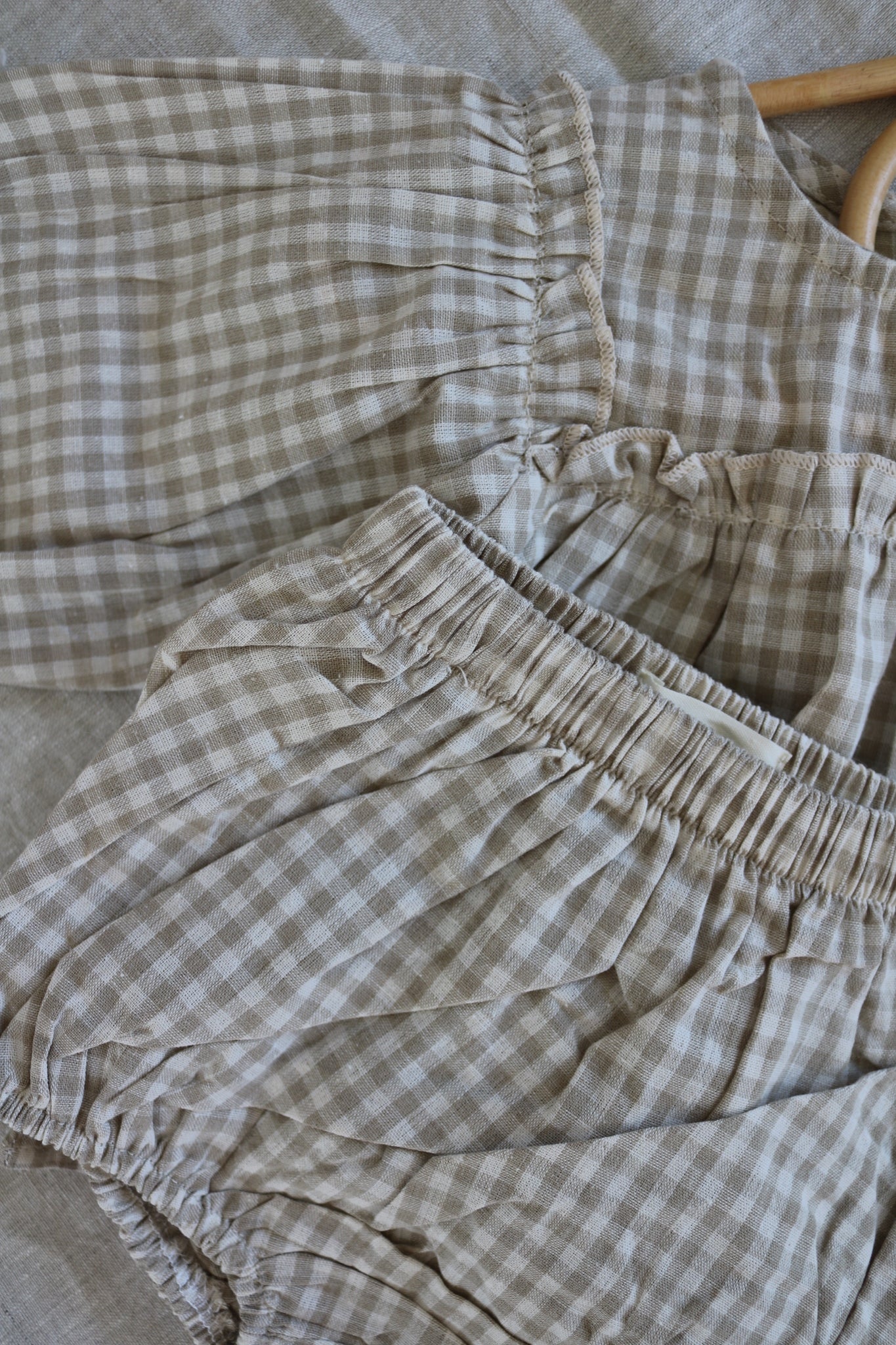 Cotton Gingham Set in Olive