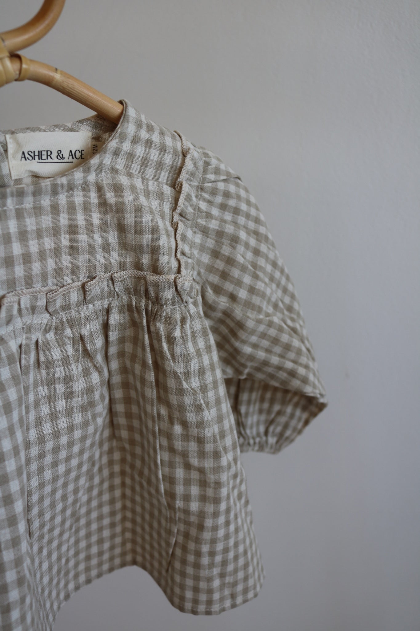 Cotton Gingham Set in Olive