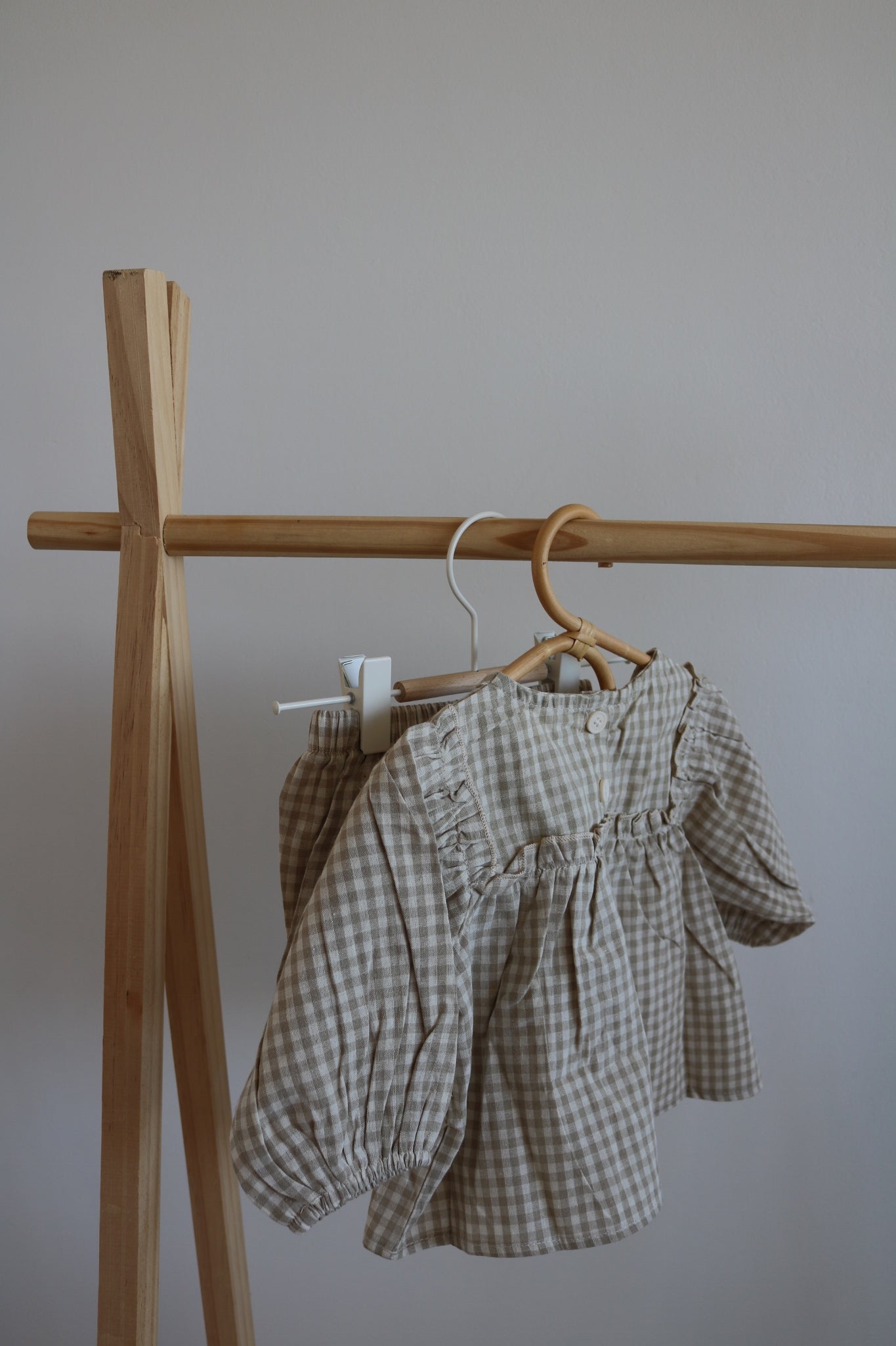 Cotton Gingham Set in Olive