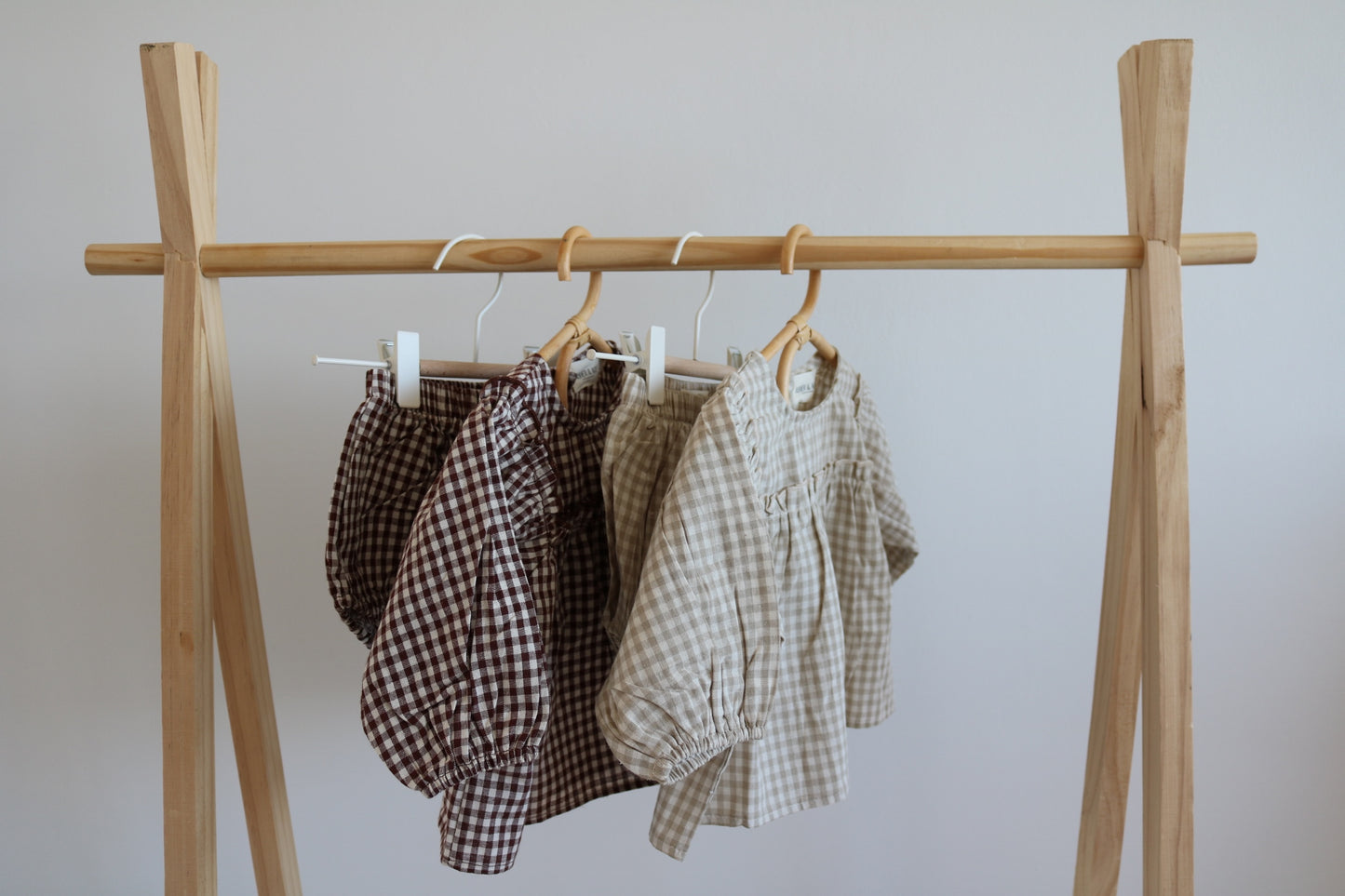 Cotton Gingham Set in Olive