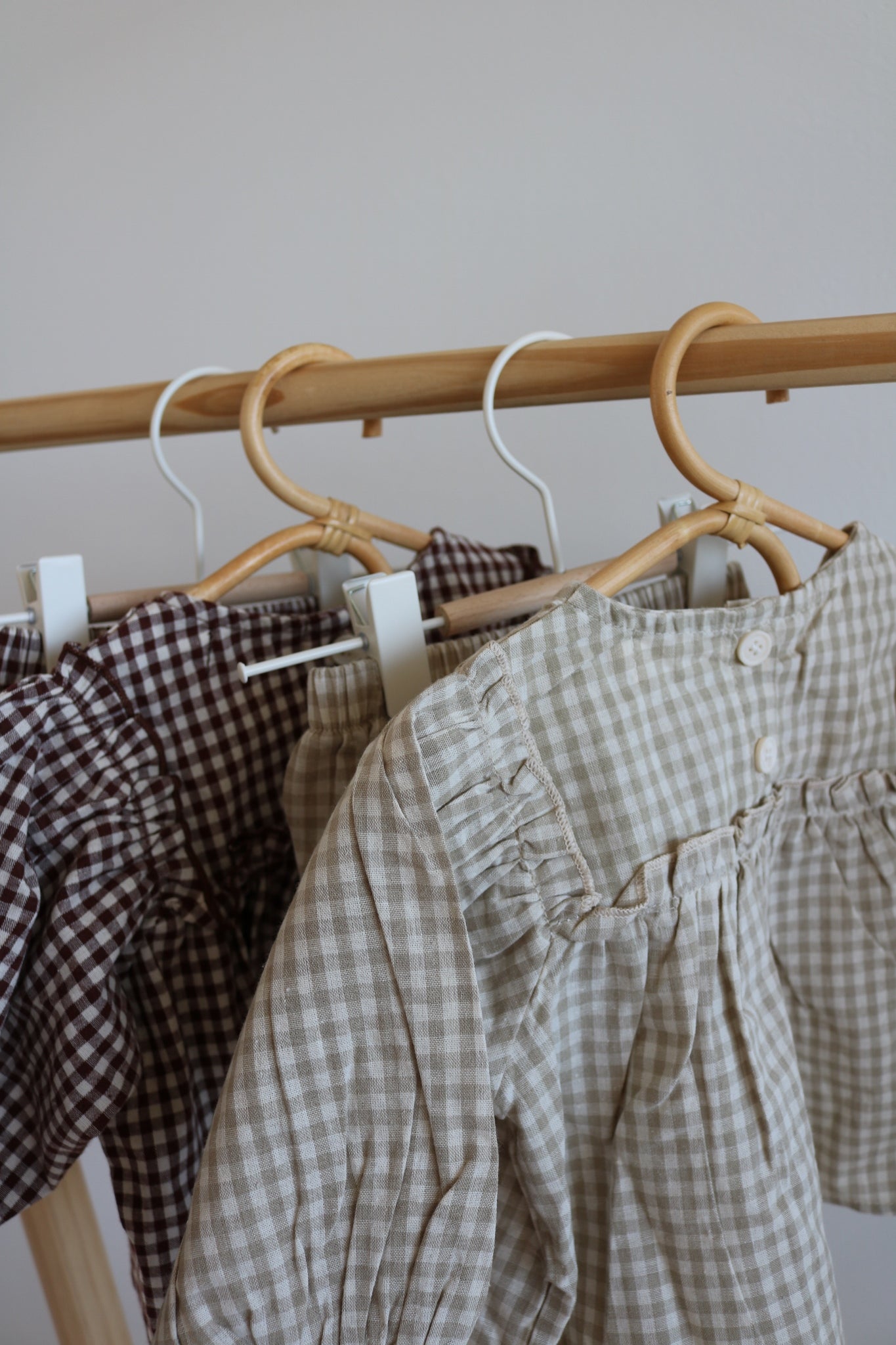 Cotton Gingham Set in Coffee