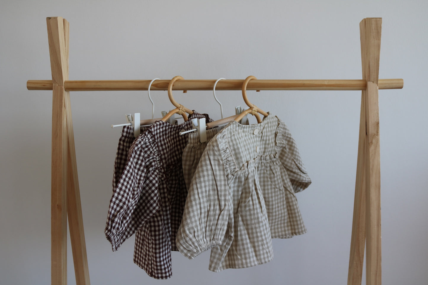 Cotton Gingham Set in Coffee