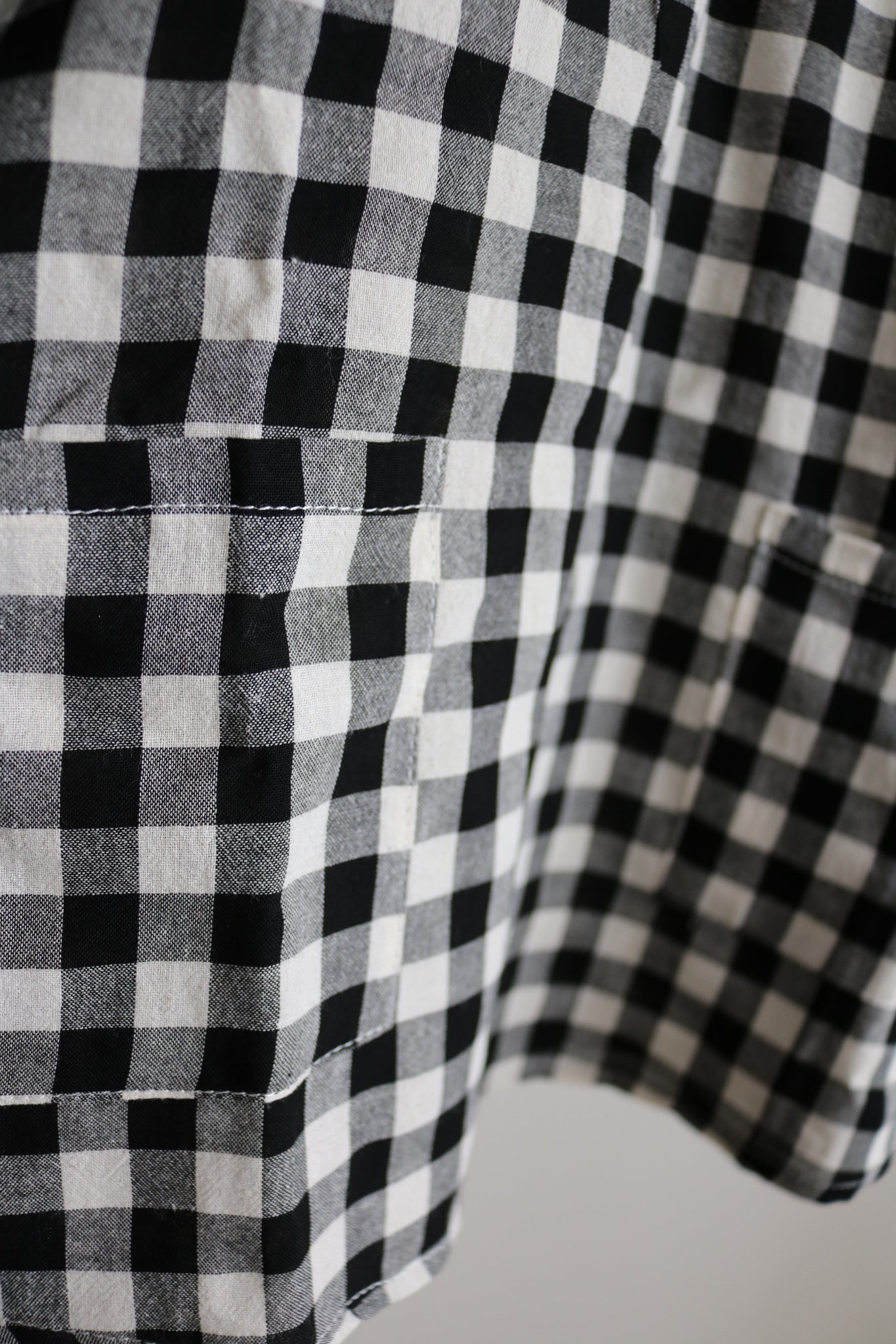 Cotton Gingham Dress in Black and White