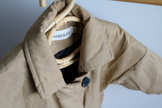 Padded Trench Coat in Beige