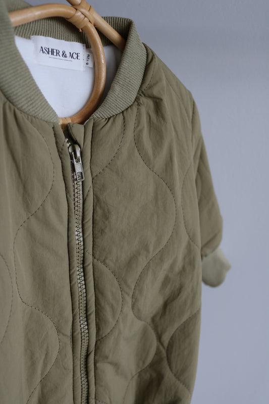 Baby Quilted Snowsuit in Khaki