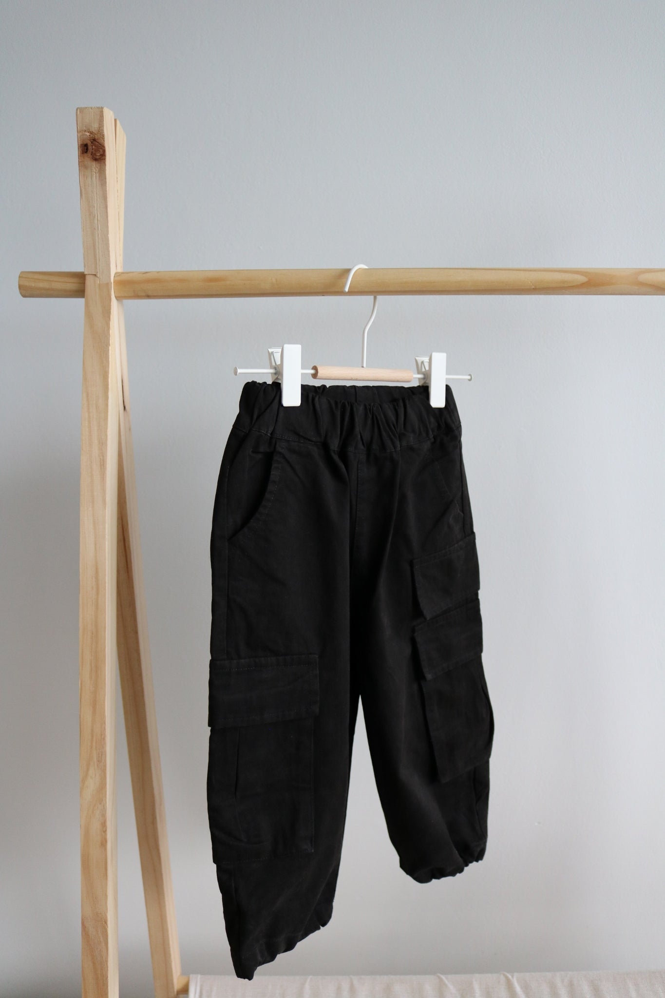 Kids Cargo Trousers in Black