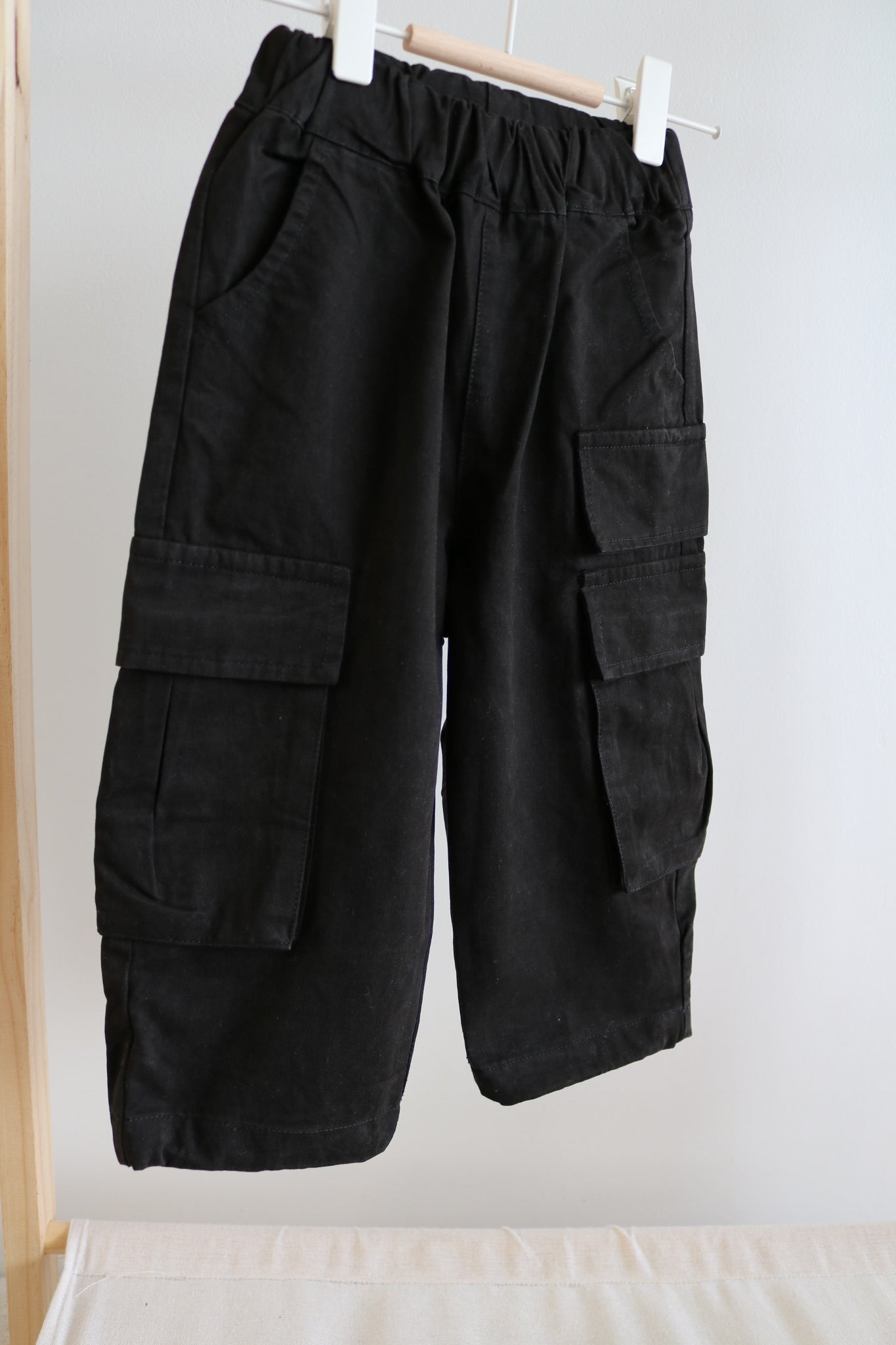 Kids Cargo Trousers in Black