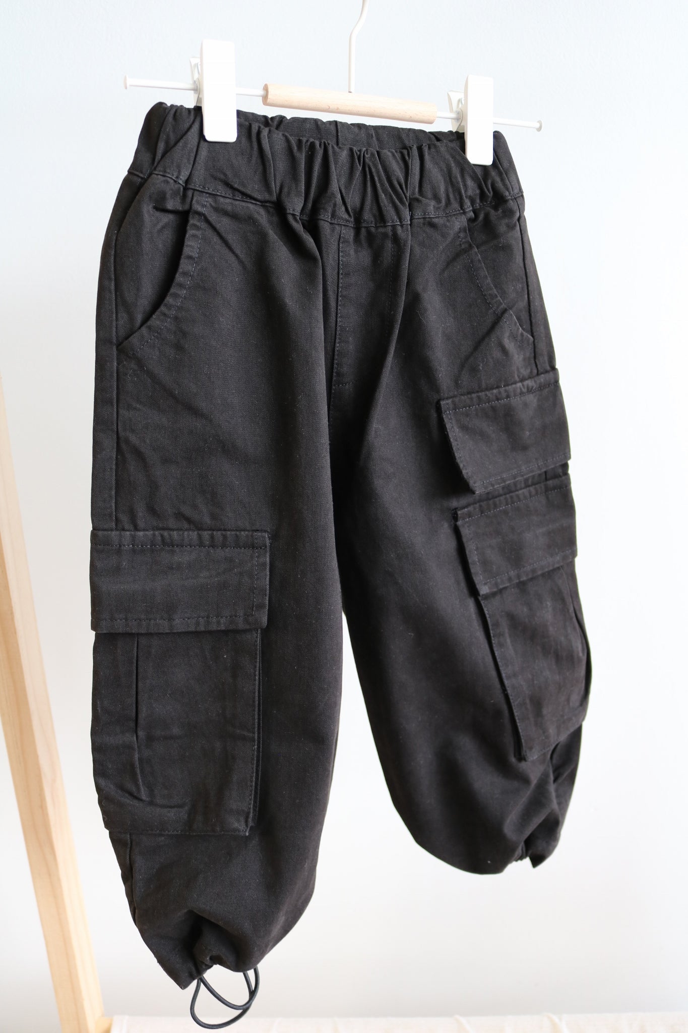 Kids Cargo Trousers in Black