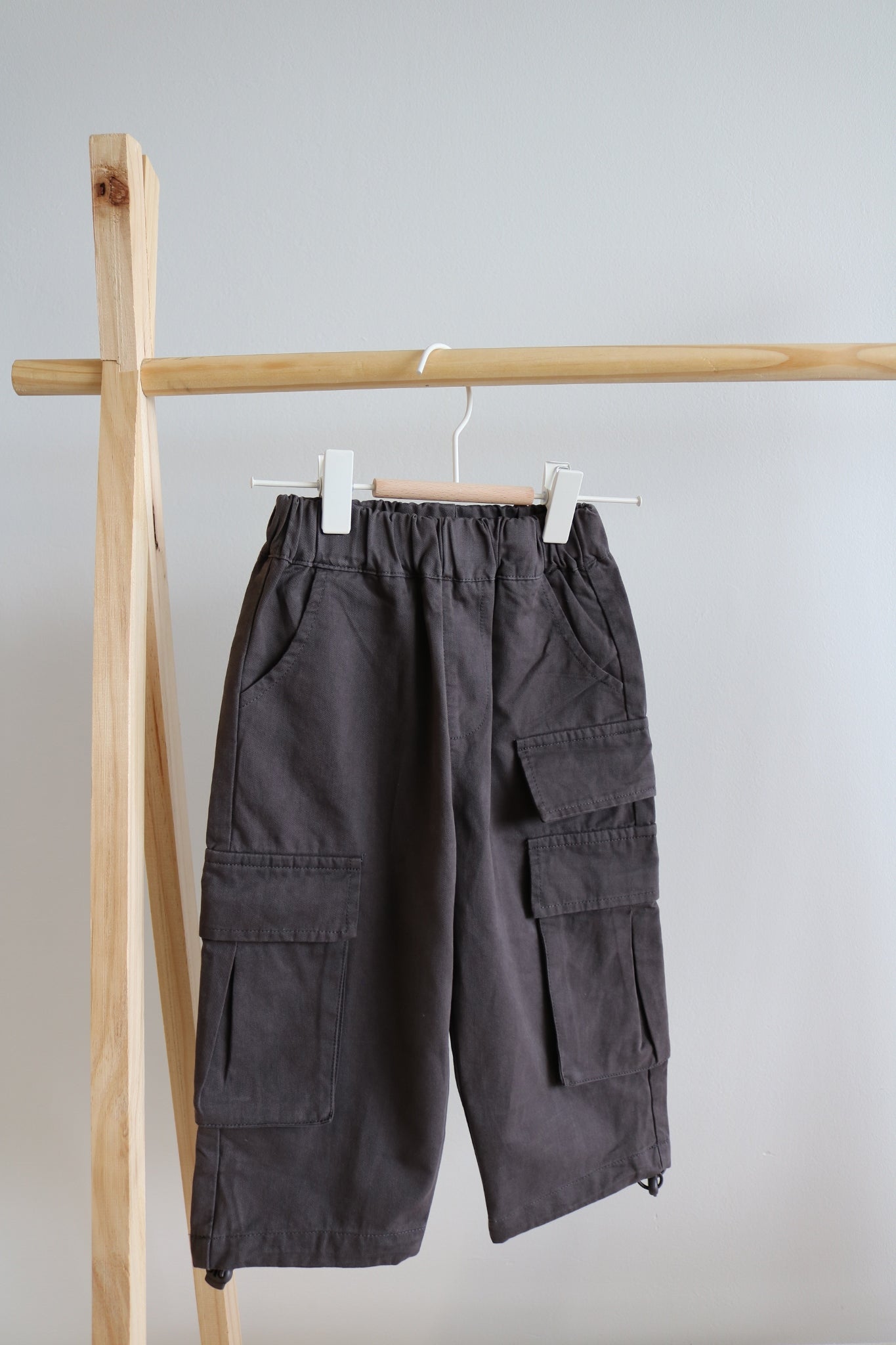 Kids Cargo Trousers in Charcoal