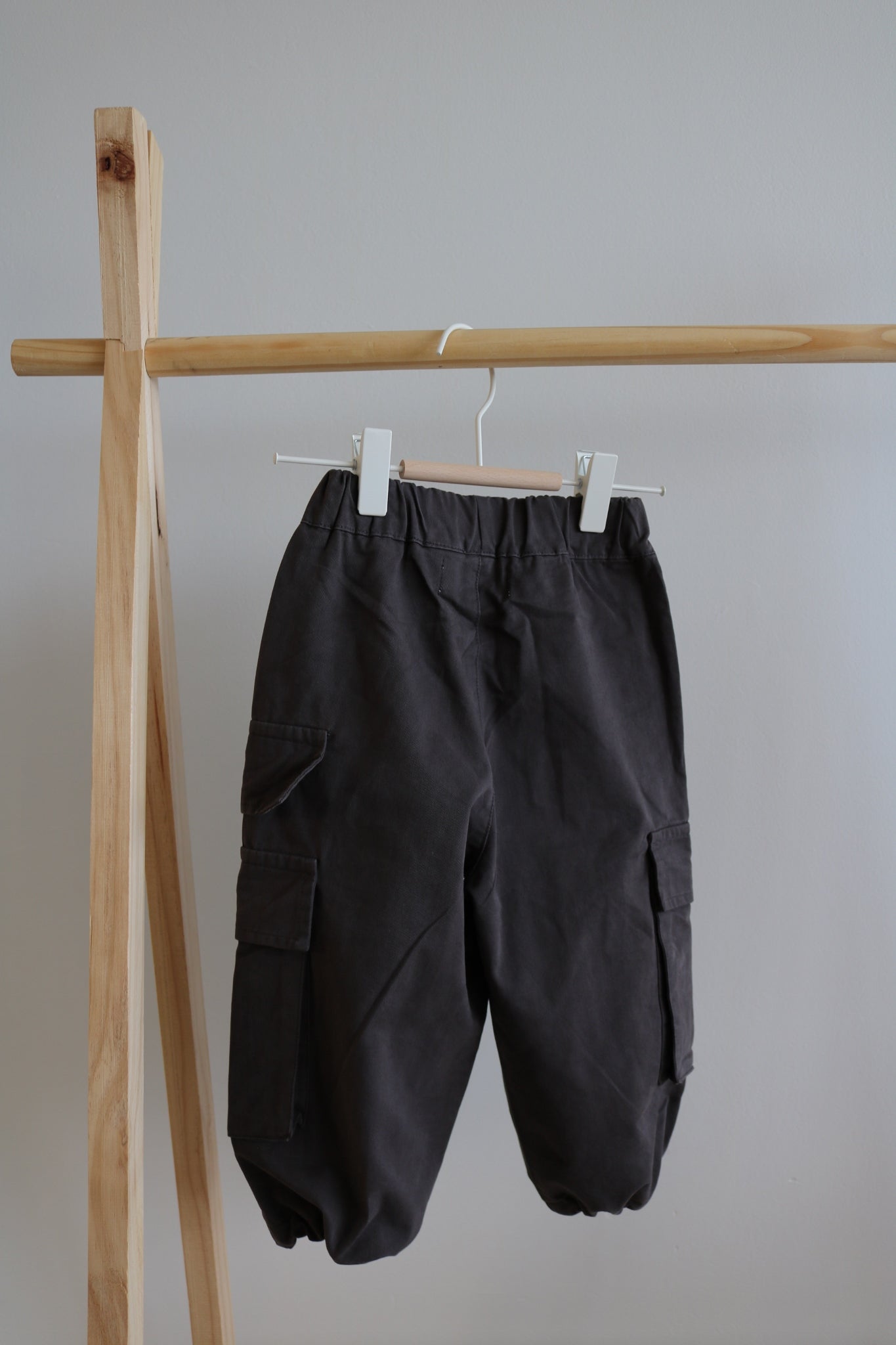 Kids Cargo Trousers in Charcoal