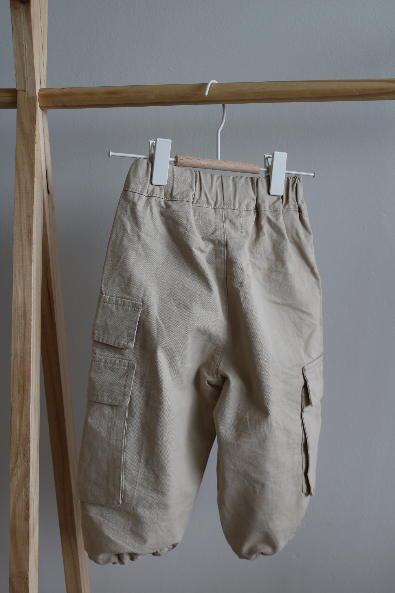 Kids Cargo Trousers in Beige