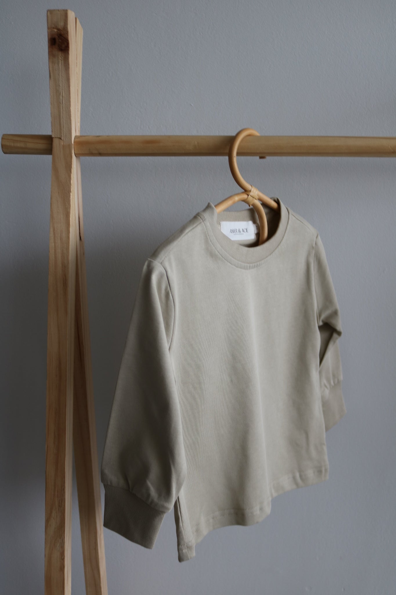 Kids Cuffed Long Sleeve Top in Stone