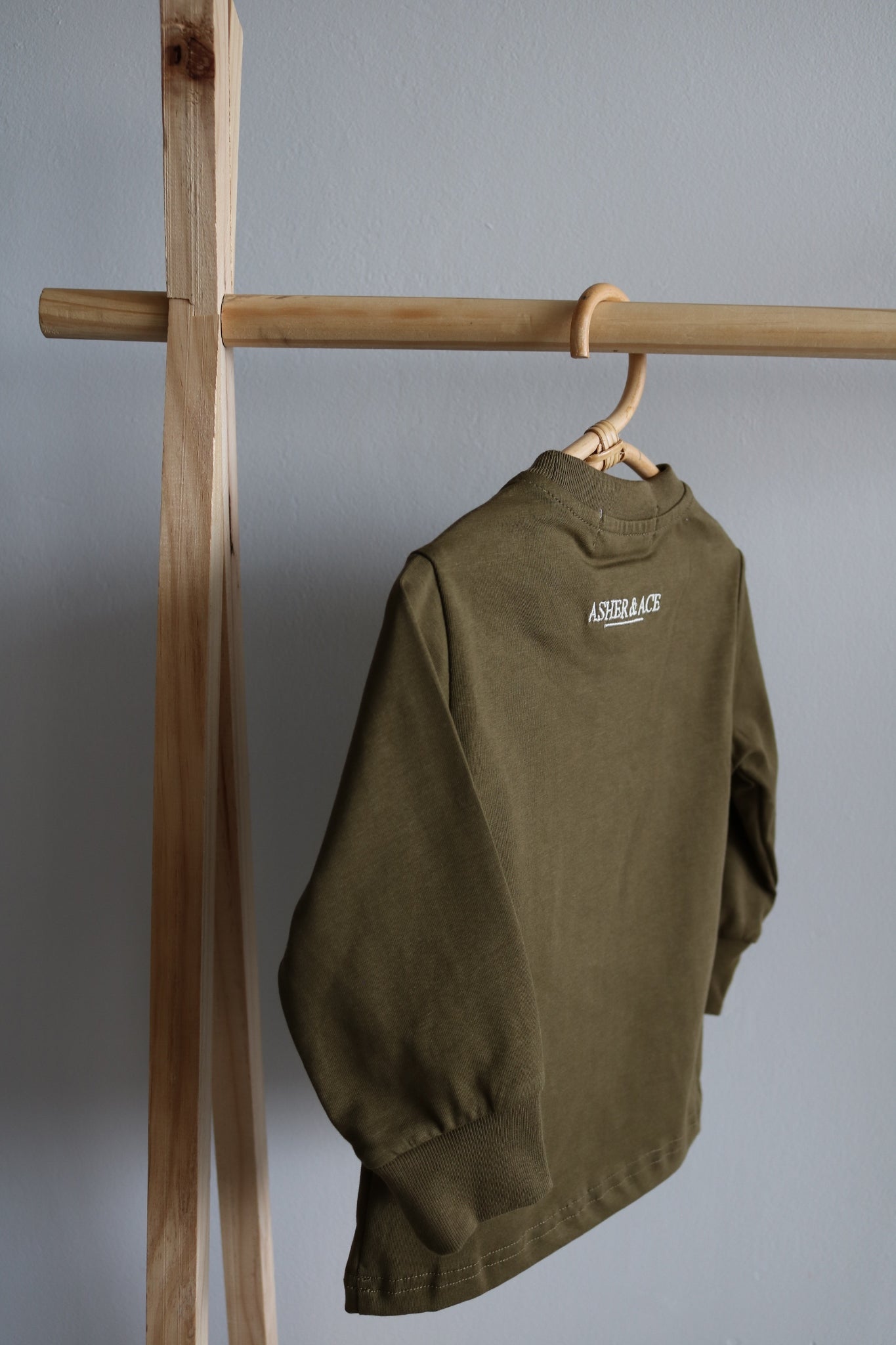 Kids Cuffed Long Sleeve Top in Olive