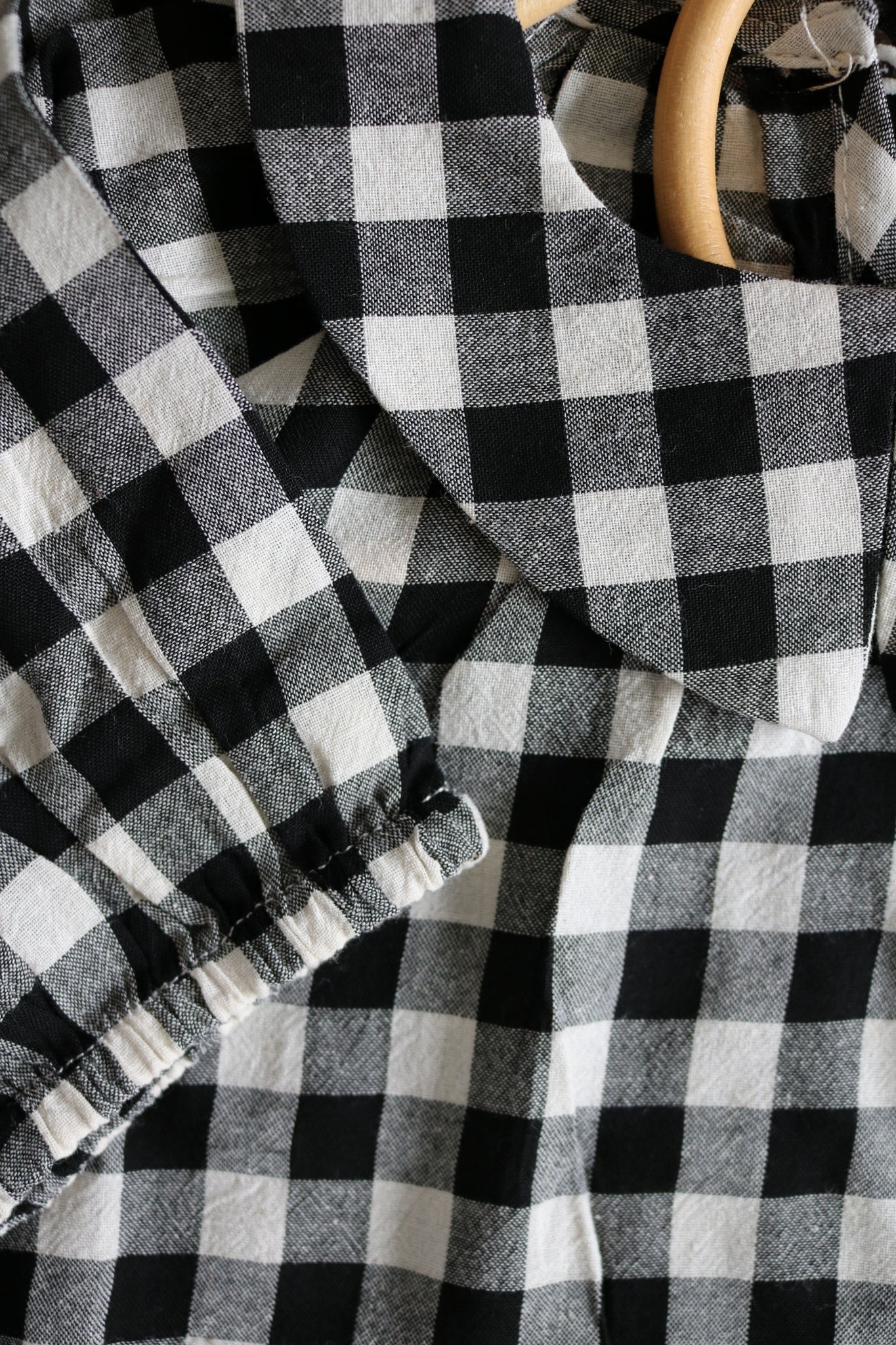 Cotton Gingham Dress in Black and White