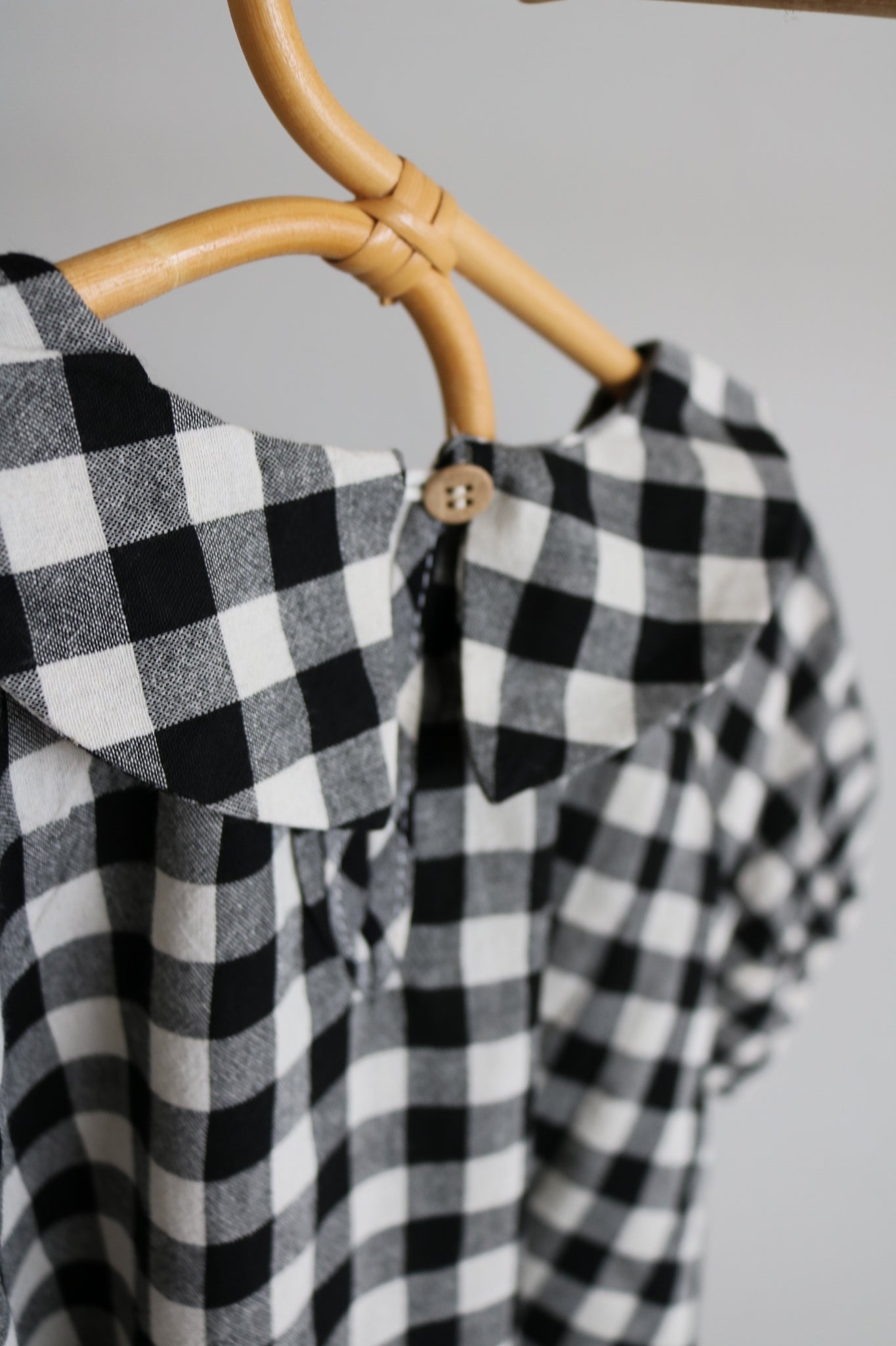 Cotton Gingham Dress in Black and White