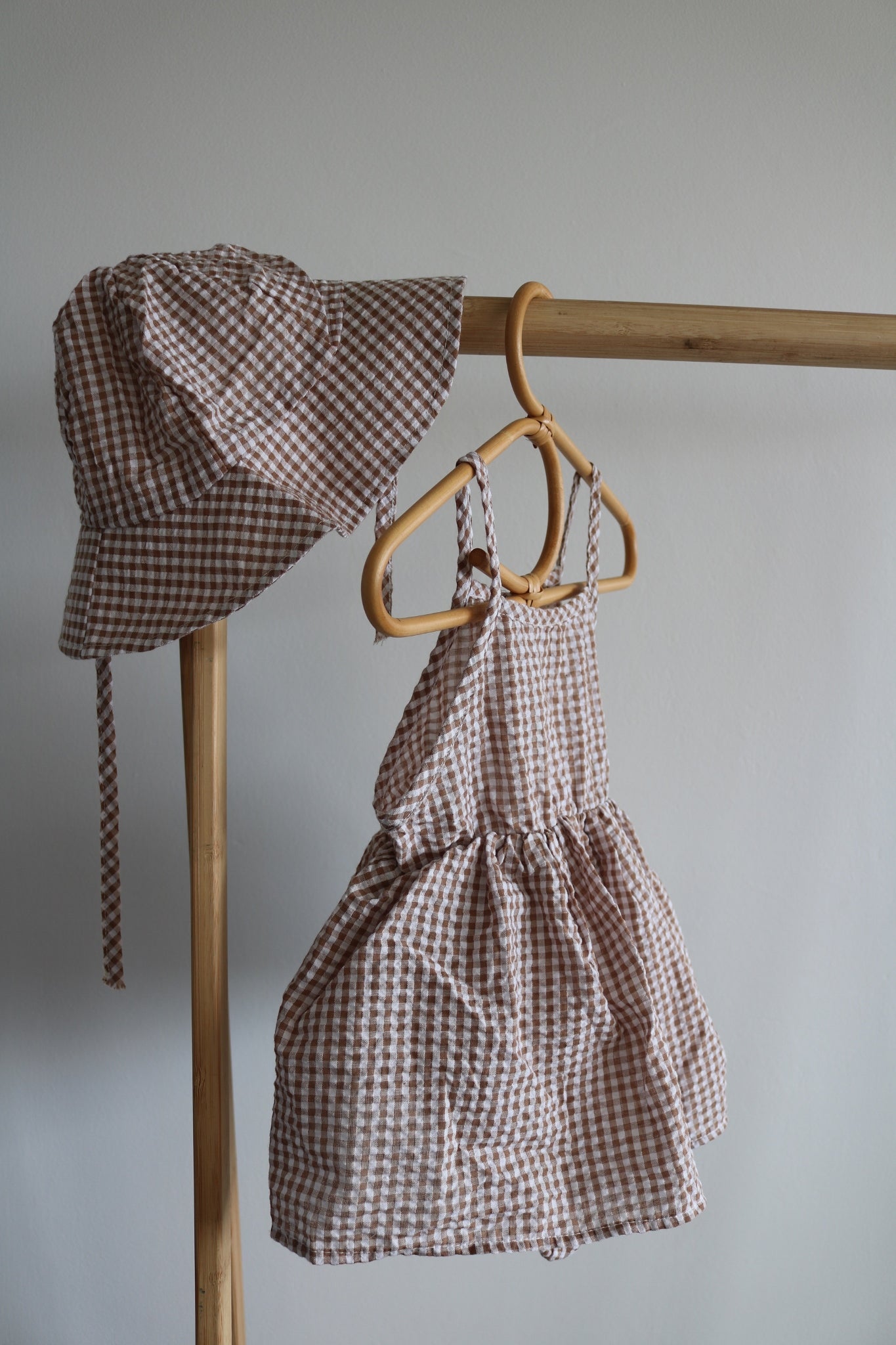 Gingham Dress with Sun Hat