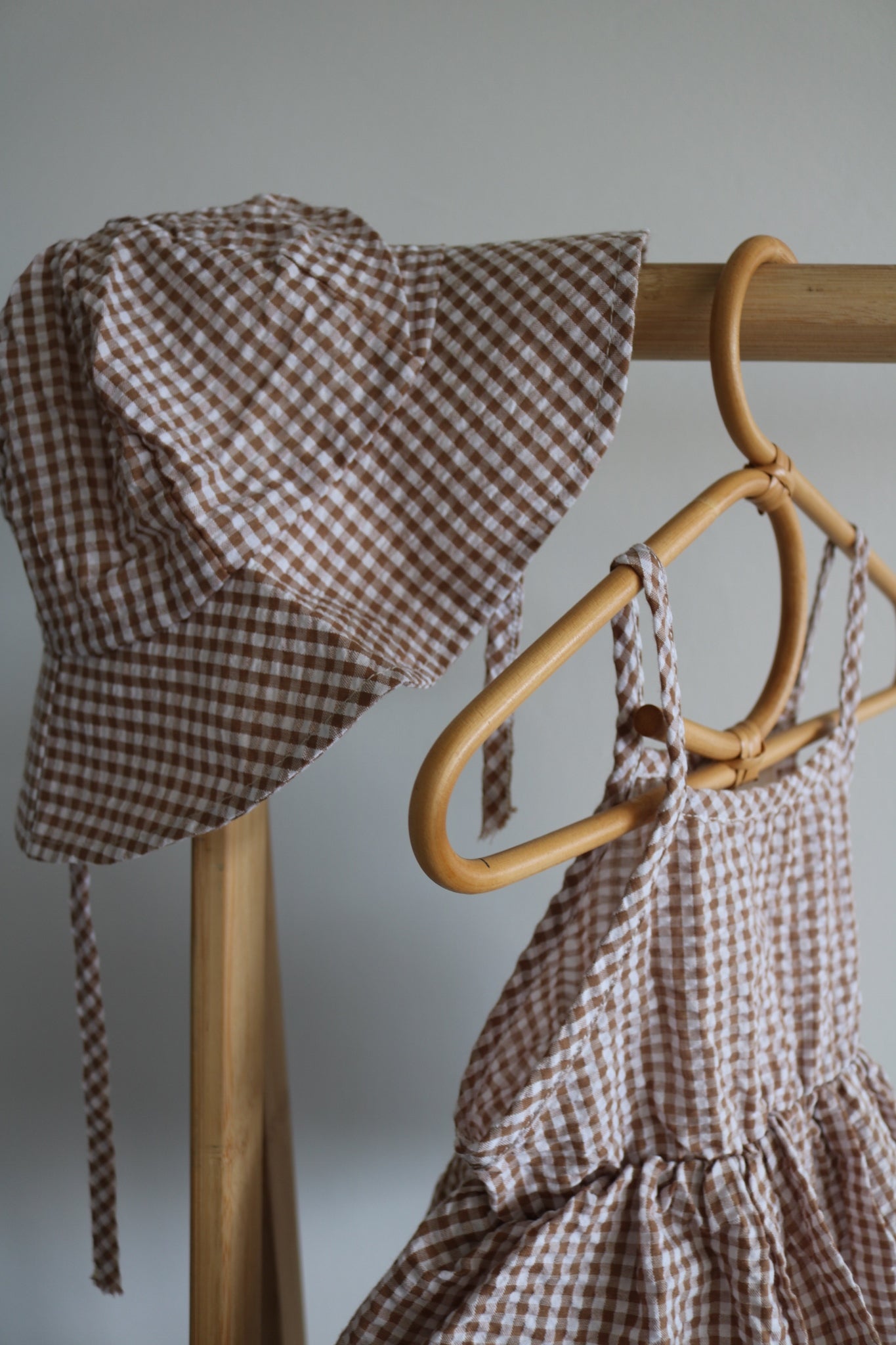 Gingham Dress with Sun Hat
