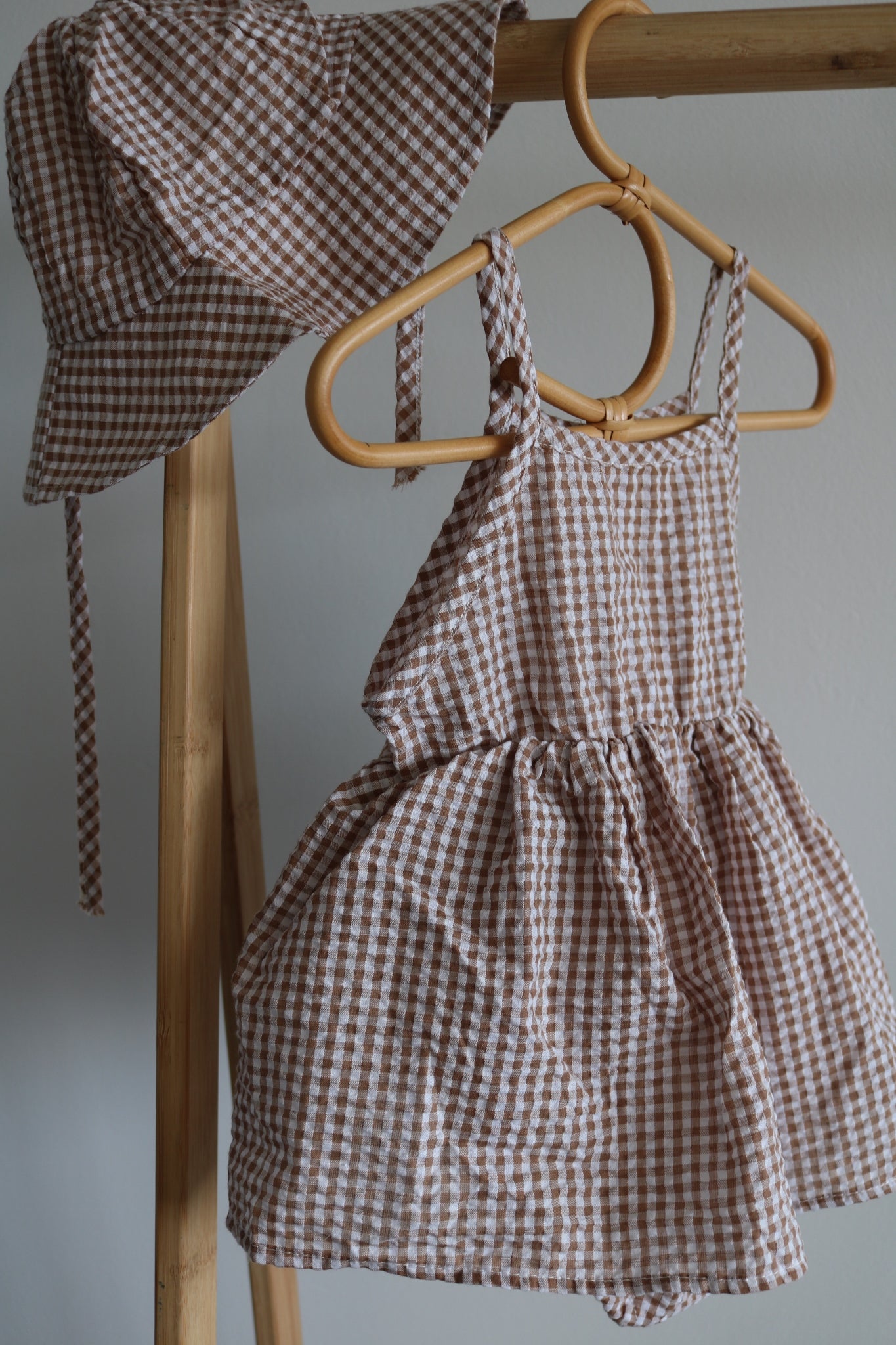 Gingham Dress with Sun Hat