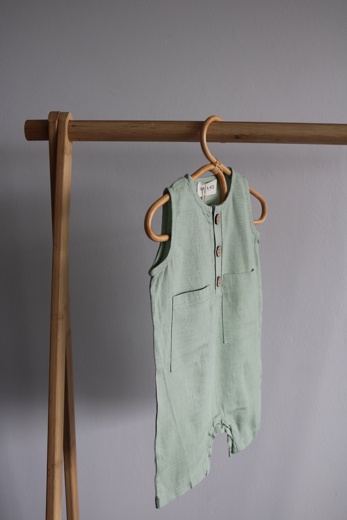 Sleeveless Linen Jumpsuit in Sage