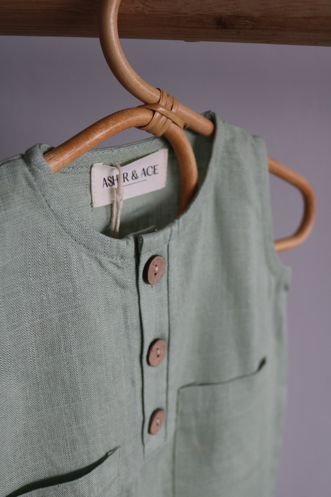 Sleeveless Linen Jumpsuit in Sage