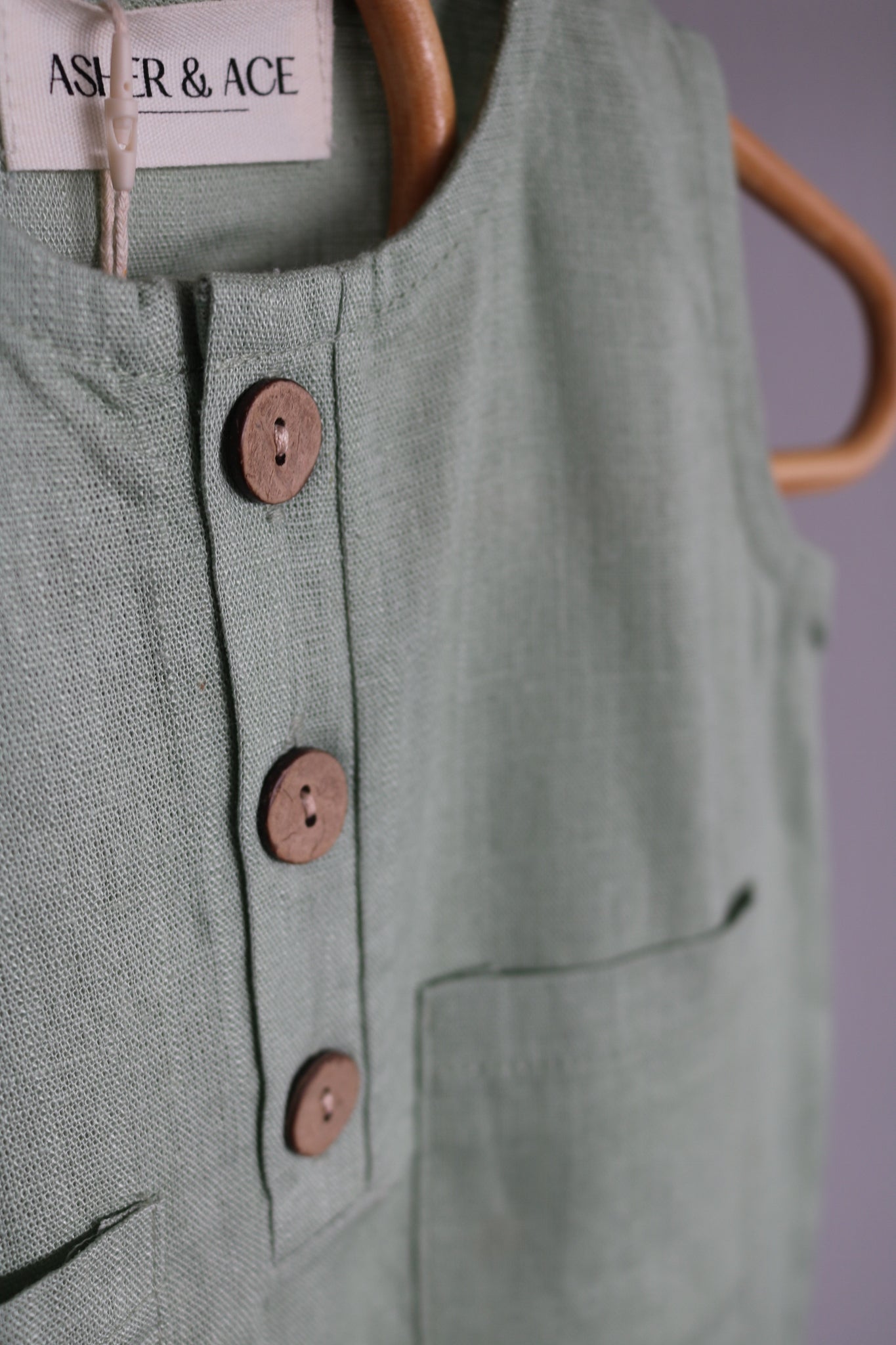 Sleeveless Linen Jumpsuit in Sage