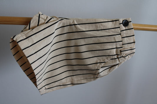 Cream Shorts with Black Stripe