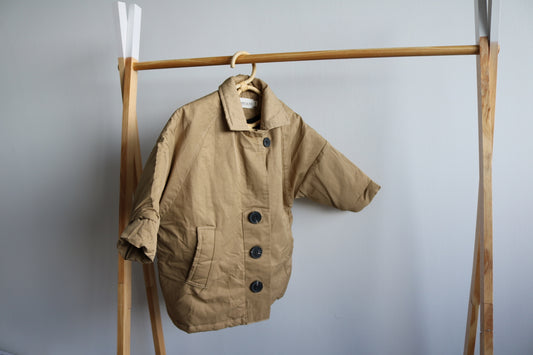 Padded Trench Coat in Beige