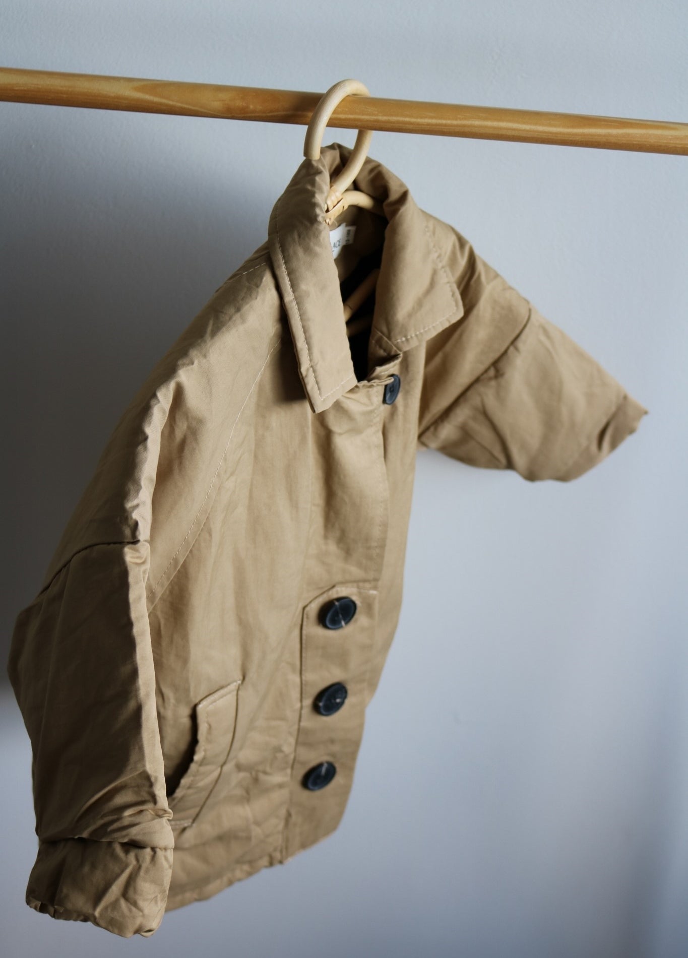 Padded Trench Coat in Beige