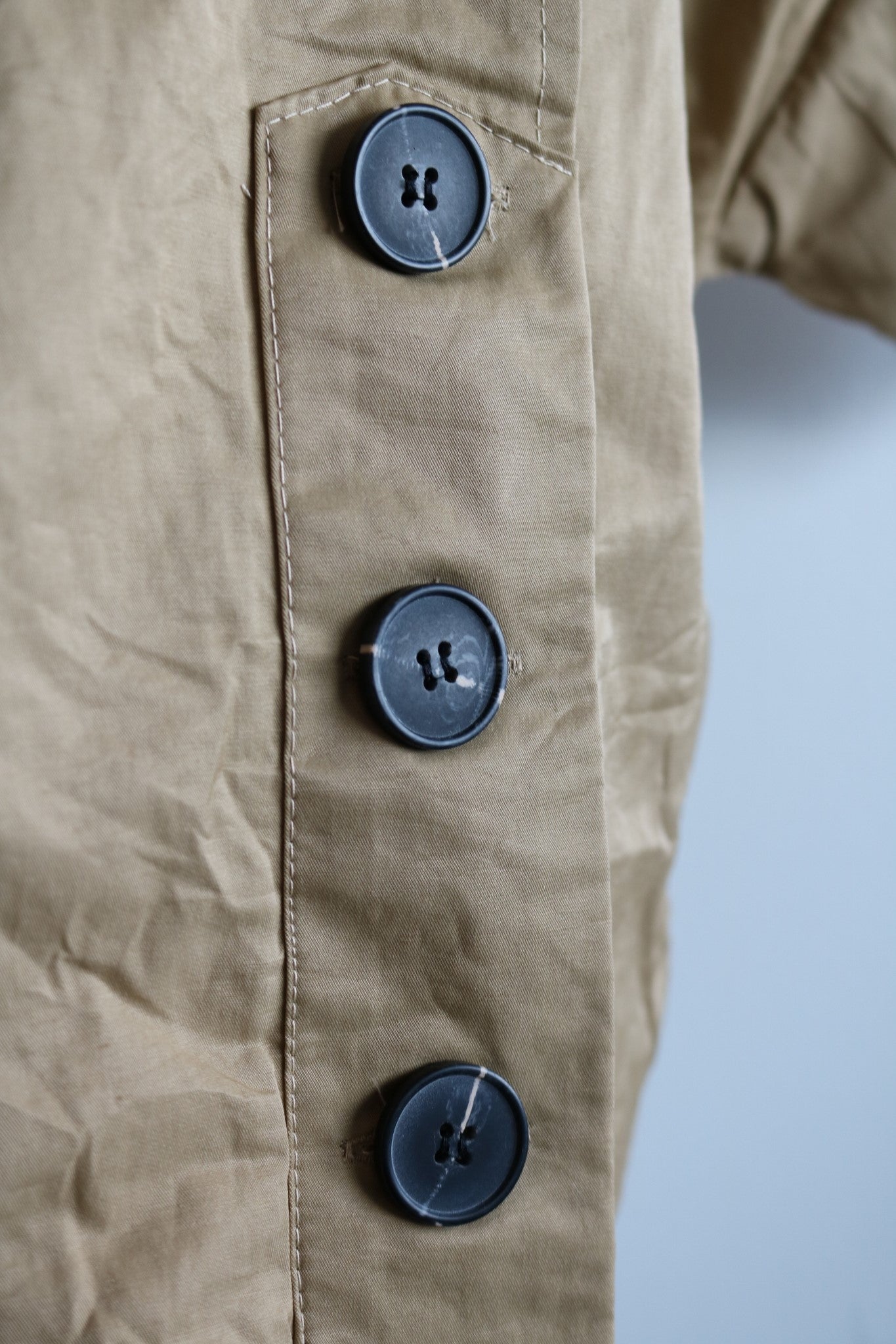 Padded Trench Coat in Beige