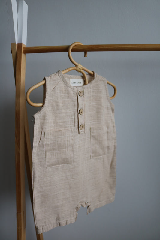 Sleeveless Linen Jumpsuit in Oatmeal