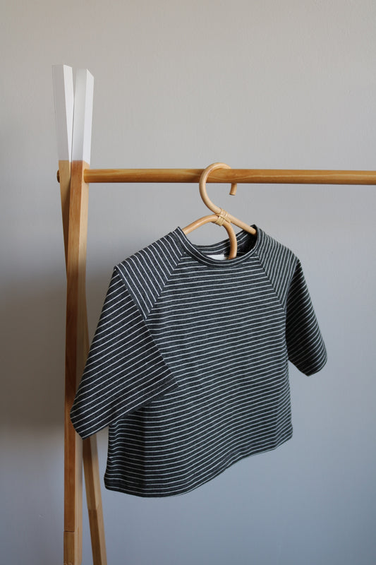 Striped Tee in Charcoal